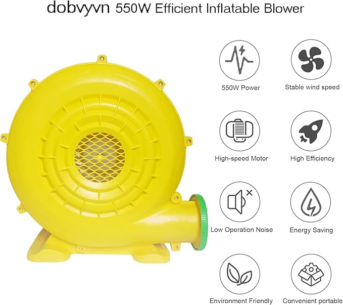 Air Blower 550 Watts, Bounce House Blower for inflatables Jump House, Inflatable Castle and Jump Slides, Efficient and Convenient Commercial Inflatable Blower for Bounce House (Style C-550W)