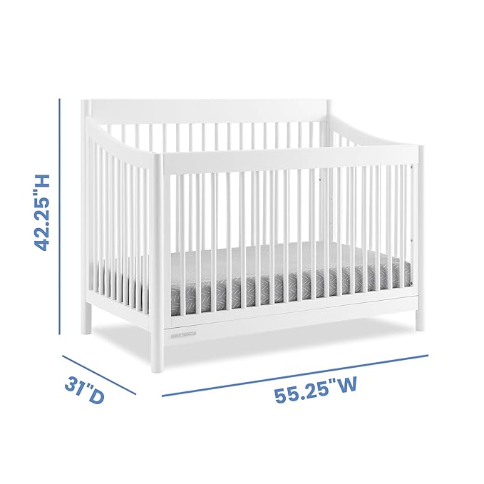 Delta Children Brooks 6-in-1 Convertible Crib, Bianca White + Simmons Kids Quiet Nights Breathable Crib Mattress with Removable/Machine Washable Cover (Bundle)