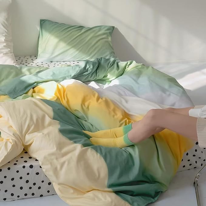 Green Rainbow Comforter Set, 3PCs Cal King, Lightweight Breathable Cotton Blanket Quilt, All Season, Ideal Gift, Durable, Easy Care