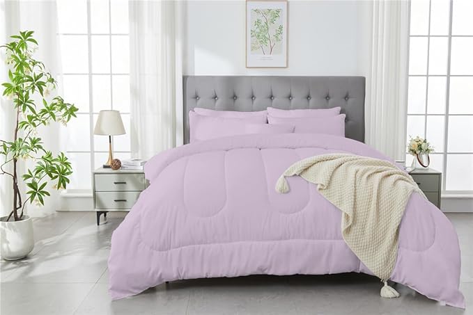 3 Piece Solid Color All Season Bedding Comforter Set Microfiber Soft Lightweight Bedding Set for Kids Teens Adults Room Decor with 1 Comforter and 2 Pillowcases Twin