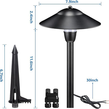 SUNVIE LED Low Voltage Landscape Lights 3W Cast-Aluminum Pathway Lights Low Voltage 12-24V Waterproof Landscape Path Lights 3000K Landscape Lighting for Yard Garden Walkway ETL Listed Cord, 12 Pack