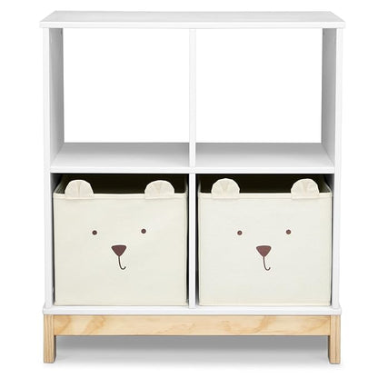 Delta Children babyGap Charlie 6-in-1 Convertible Crib + Brannan Bear Bookcase with Bins + Brannan Bear Wall Shelf with 4 Hooks, Bianca White (Bundle)