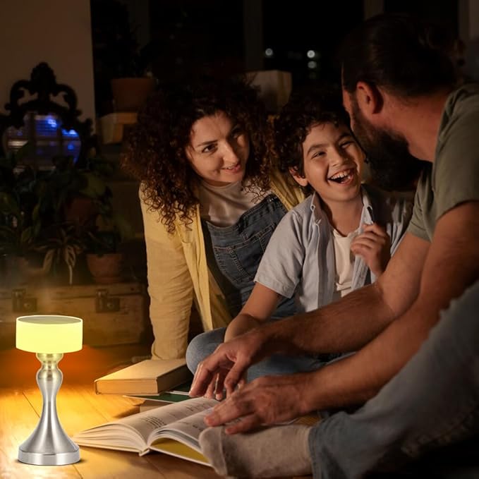 Portable LED Desk Lamp - 3-Color Touch Control,3-Levels Brightness,Rechargeable Battery,Ideal Bedside Lamp for Nightstand,Bedroom, Living Room