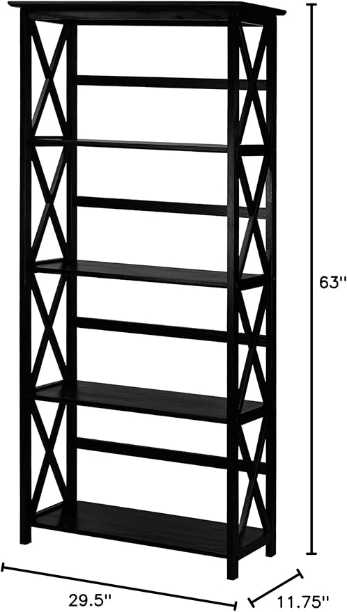 Casual Home Montego 5-Shelf Bookcase, Black (New)