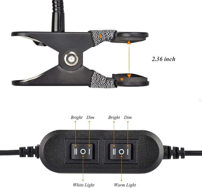 7W Clip on Light, LED Clip On Lamp, USB Reading Book Light, Bed Lamp,Desk lamp, Warm Light and White Light