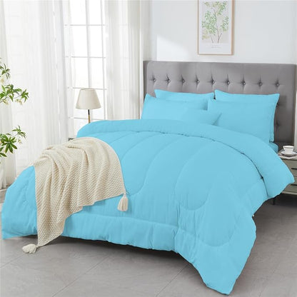 3 Piece Solid Color All Season Bedding Comforter Set Microfiber Soft Lightweight Bedding Set for Kids Teens Adults Room Decor with 1 Comforter and 2 Pillowcases Twin