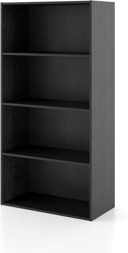 Apexa 4-Tier Cube Storage Organizer Shelves, Stackable Wood Bookcase Fits Cubby Bins for Organization, Dorm Teen Room Decor & Home Office, Black