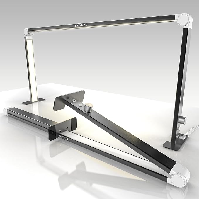 LED Desk Lamp 36W, 4000-6000K Dimmable Table Lamp, 3 Lighting Modes, Square Desk Light for Study, Model Building, Painting, crafting-Black