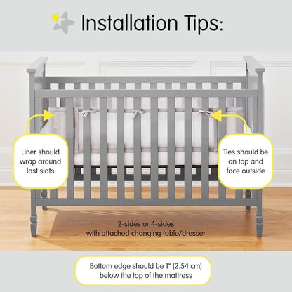 BreathableBaby Breathable Mesh Liner for Full-Size Cribs, Classic 3mm Mesh, White (Size 2FS Covers 2 Sides)