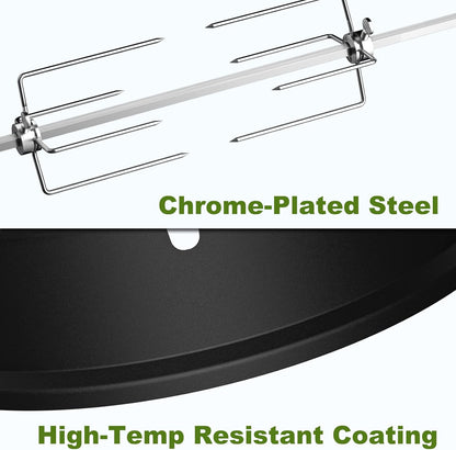 SHINESTAR Upgraded Steel Weber Kettle Rotisserie Ring Kit Barbecue Tool Kit | For Weber 22 Inch Charcoal Kettle and Other Similar Grills, Turns Your Kettle Into A Chicken Roaster