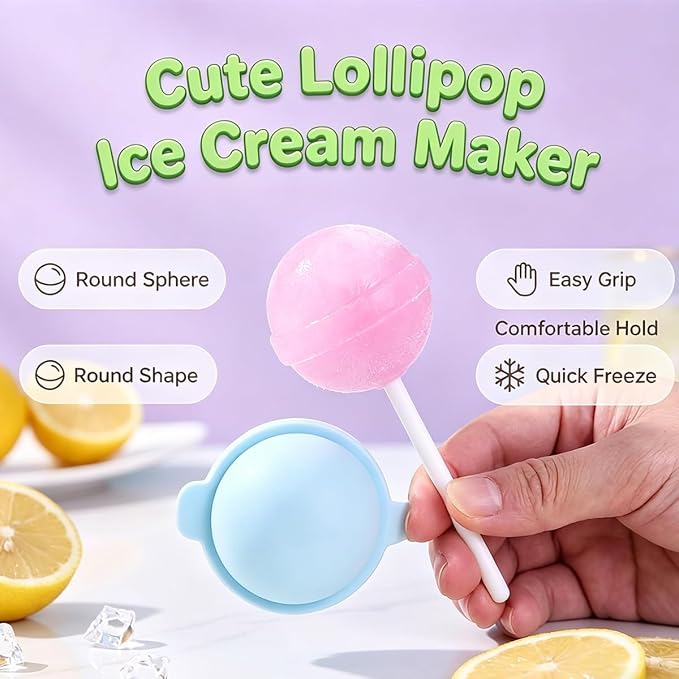 Silicone Lollipop Ice Cream Maker Molds,Funny Lollipop Ice Pop Mold,Colorful DIY Ice Pop Mold for Summer Parties,Reusable Popsicle Molds (13)