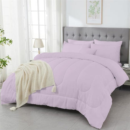 3 Piece Solid Color All Season Bedding Comforter Set Microfiber Soft Lightweight Bedding Set for Kids Teens Adults Room Decor with 1 Comforter and 2 Pillowcases Twin