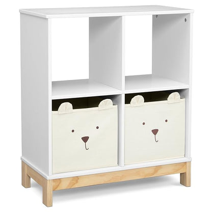Delta Children babyGap Oxford 6-in-1 Convertible Crib + Brannan Bear Bookcase with Bins + Brannan Bear Wall Shelf with 4 Hooks, Bianca White/Natural (Bundle)