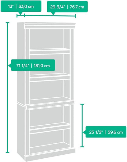 Sauder Heritage Hill Library/Book shelf, L: 29.80" x W: 12.99" x H: 71.26", Classic Cherry finish