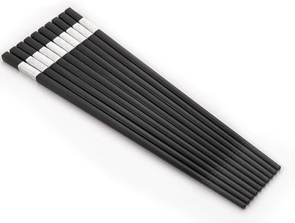 HIWARE 10 Pairs Fiberglass Chopsticks - Reusable Chopsticks Dishwasher Safe, 9 1/2 Inches - Silver