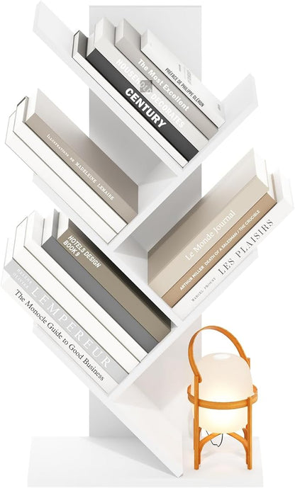 Furinno Tree Bookshelf 5-Tier Floor Standing Tree Bookcase, White