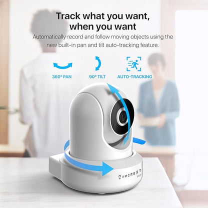 Amcrest 4MP ProHD Indoor WiFi, Security IP Camera with Pan/Tilt, Two-Way Audio, Night Vision, Remote Viewing, 4-Megapixel @30FPS, Wide 90° FOV, IP4M-1041W (White)