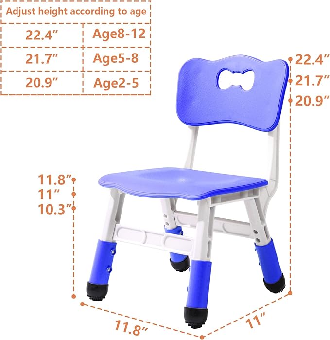 Adjustable Kid Chairs Indoor 3 Level Adjustable Suitable for Children Age 2-6. Maximum load-bearing 220LBS Suitable for Family Classroom and Nursery Child Seat Set (2-Pack-Navy Blue)