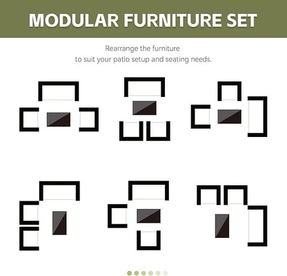 Patio Furniture Set 4 Pieces Conversation Sets Outdoor Wicker Rattan Chairs Garden Backyard Balcony Porch Poolside Loveseat with Soft Cushion and Tempered Glass Table(Black/Beige)