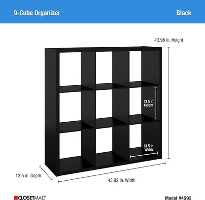 ClosetMaid 4593 Decorative Open Back 9-Cube Storage Organizer, Black