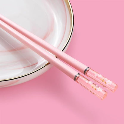 Chopsticks Reusable Dishwasher Safe, 9.57 inches Pink Non-slip Lightweight Fiberglass Chop Sticks, Asian Cuisine Japanese Chinese Chopstick Gift Set, 5 Pairs