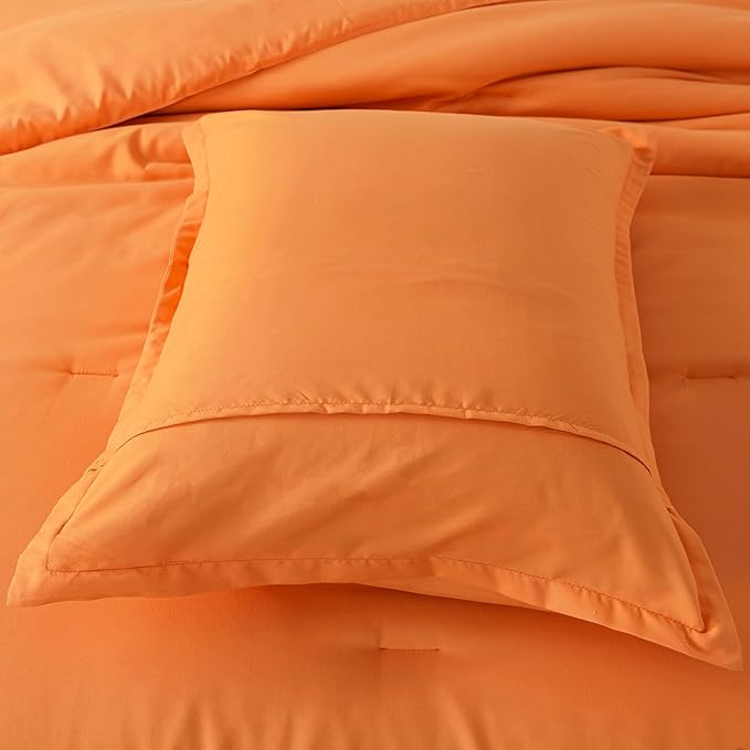 Burnt Orange Comforter Set Twin Size, Solid Terracotta Down Alternative Soft Boho Bedding Comforter Set, Fluffy Microfiber Comforter (68"x90") for All Seasons with Pillowcase
