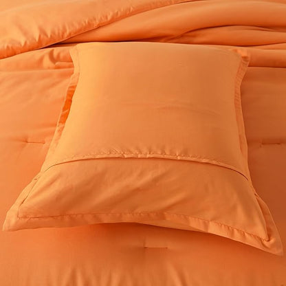 Burnt Orange Comforter Set Twin Size, Solid Terracotta Down Alternative Soft Boho Bedding Comforter Set, Fluffy Microfiber Comforter (68"x90") for All Seasons with Pillowcase