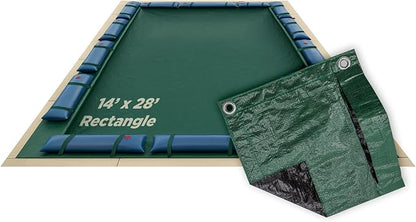 Buffalo Blizzard Ripstopper 14 ft x 28 ft Rectangular Winter Pool Cover | Green Heavy Duty Cover for Inground & Above Ground Swimming Pools | Cold & UV Resistant | Shields from Seasonal Debris
