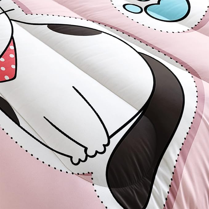 CVHOUSE Cat Bedding,Cartoon Cat Comforter King,Animals Print Comforter Set for Kids,Kawaii Quilt Set with 1 Comforter and 2 Pillow Cases