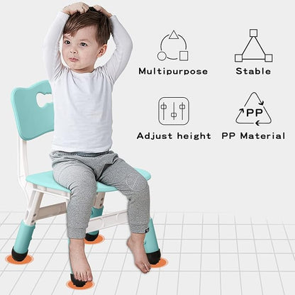 Adjustable Kid Chairs Indoor 3 Level Adjustable Suitable for Children Age 2-6. Maximum load-bearing 220LBS Suitable for Family Classroom and Nursery Child Seat Set (2-Pack-Mint Green)