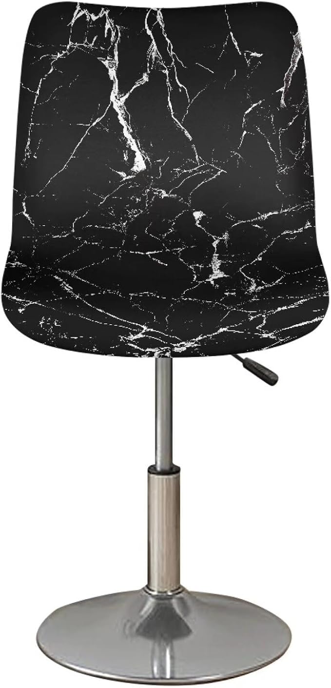 Black Marble Crack Bar Chair Seat Covers for Dining Room Decorative Covers for Bar Chair Stretch Chair Seat Covers Set of 2 Soft Barstool Chair Seat Cushion Slipcovers