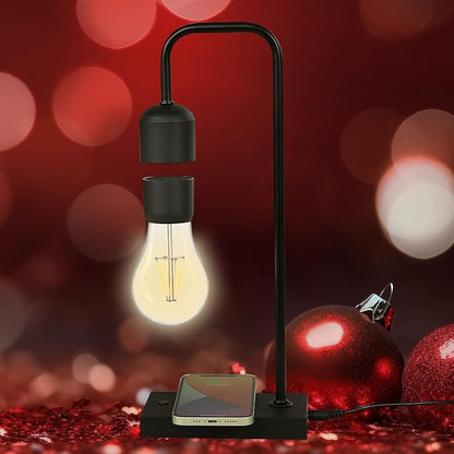 Unique Magnetic Levitating Lamp with LED Light Bulb Floating in The Air Wireless Charger Auto Control