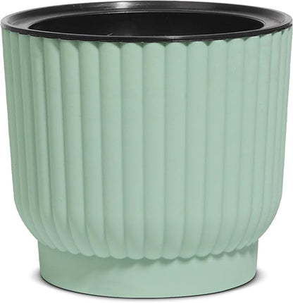 T4U 6 Inch Self Watering Pots for Indoor Plants, 6 Pack Plant Pots, Self Watering Planter for Indoor Plants, Durable Plastic Pots, Flower, Succulents (6 Pack, 6", Green)