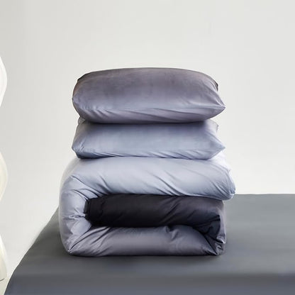 Gray White Gradient Comforter Set King Gray Velvet Bedding Comforter Modern Plain White and Deep Gray Gradient Soft Quilt Farmhouse Flannel Comforter Warm King Bed Comforter