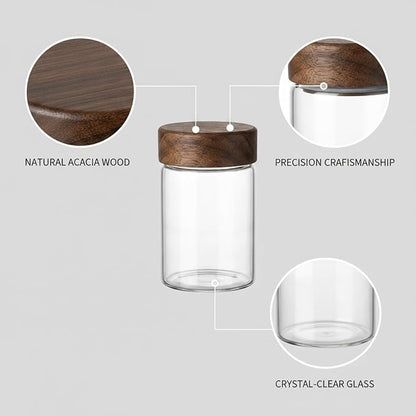 Clear Glass Storage Jar with Acacia Wood Lid - Kitchen Canister for Pantry Organization, Countertop Display, and Dry Food Storage