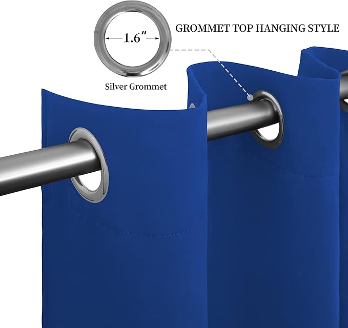 Easy-Going Blackout Curtains for Bedroom, Solid Thermal Insulated Grommet and Noise Reduction Window Drapes, Room Darkening Curtains for Living Room, 2 Panels (52x63 in,Classic Blue)