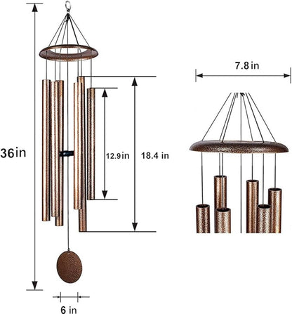 36 Inch Wind Chimes for Outside Deep Tone Sound Like Church Bell Memorial Christmas Copper Vein Thickness of Tube is 2.1mm Taiwan Made
