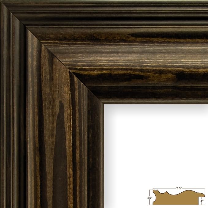 Craig Frames 10x13 Walnut Wood Picture Frame with Mat, Matted to 7x10 | Real glass, white mat included, wall decor ready to hang, made in the USA