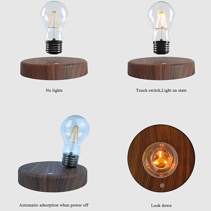 Magenetic Levitating Lamp, Floating Light Bulb, Auto Rotating LED Table Lamp Night Light for Home/Room/Office Decor