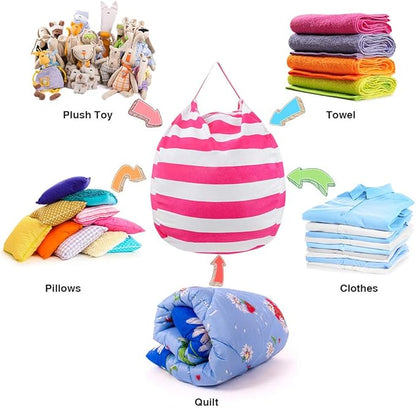 27Inch Stuffed Animal Storage Bean Bag Chairs for Kids, stuff and sit storage bean bag cover for organizing boys and girls Plush Toy Gift Christmas Gift for Kids—Pink