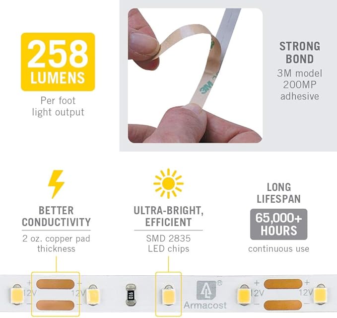 Armacost Lighting 152210 RibbonFlex Pro Series 60 LED Lights, 8.2 ft, 4000K,