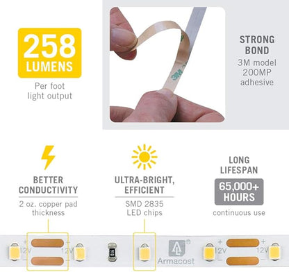 Armacost Lighting 152210 RibbonFlex Pro Series 60 LED Lights, 8.2 ft, 4000K,