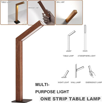 Wood Desk Light,Dimmable Desk Lamps for Bedrooms Touch Lamp Foldable Desk Light Wall Lamp (Sapele Wood)