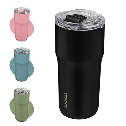 BJPKPK 20oz Spill Proof Coffee Tumbler, Insulated Stainless Steel Cup | Double Wall Vacuum, Leakproof Lid, Keeps Hot/Cold/Iced, BPA Free, Dishwasher Safe, Cupholder, Travel, Black