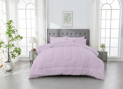 3 Piece Solid Color All Season Bedding Comforter Set Microfiber Soft Lightweight Bedding Set for Kids Teens Adults Room Decor with 1 Comforter and 2 Pillowcases Queen