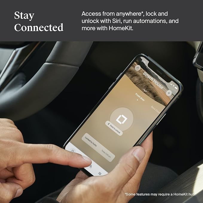 Level Lock Smart Lock - World's Smallest Smart Lock - Level App for iOS & Android - Works with Apple Home (Polished Brass)