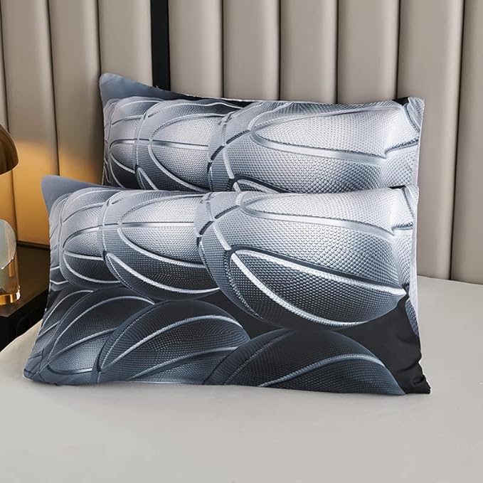 Teen Boy Comforter Set Queen,Basketball Bedding Set for Kids Boys Teens,Black and Grey Sports Comforter Queen with 2 Pillowcases,Basketball Comforter Queen Size for Boys,All Season Use