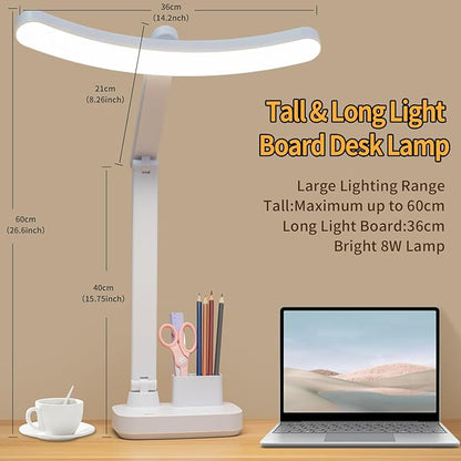 Cordless Rechargeable Desk Table Lamp Big Battery 4000MAH,Tall Reading Light 24inch /Bright 60 LED 8W / Touch Dimmable/Multifunctions,Wireless Lamp for Home Bedroom Bedside Office Dorm