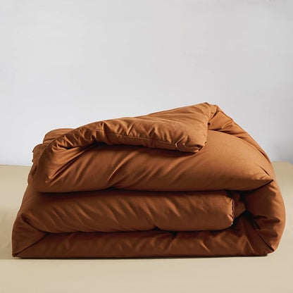 Pumpkin Color Comforter Sets Cinnamon Color Bedding Set King 3 PCs Pumpkin Comforter Sets Women Breathable Soft Burnt Orange Bedroom Collection Solid Rust Color Adults Pumpkin Bedding King
