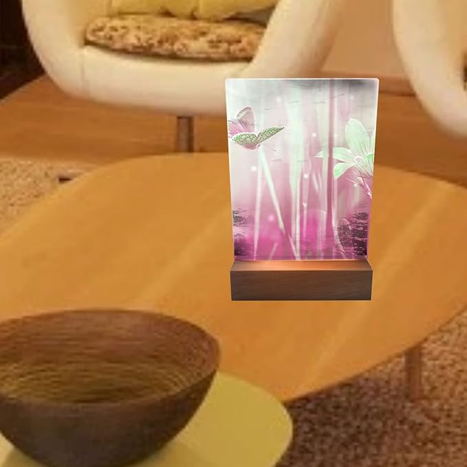 2Pack 6" Wood Rectangle Display Pedestal,Wooden Rectangle Colorful Lights Display Base for Acrylic and Plexiglass,Wood Night LED Light Lamp Base